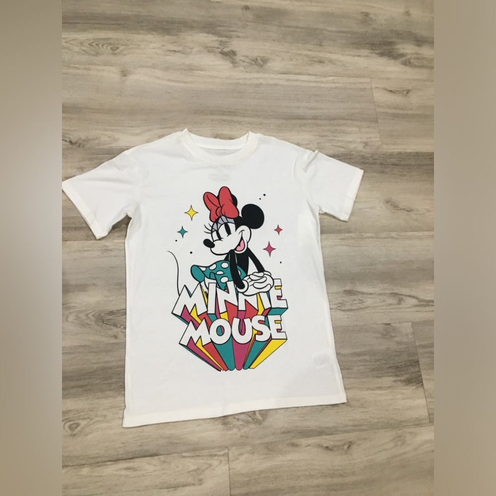 Disney Women Minnie Mouse Tee T Shirt Beige XXS (1RR)